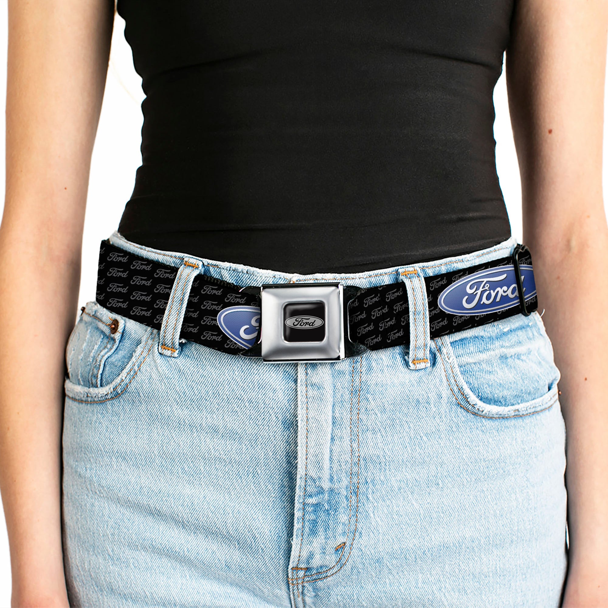 Ford Emblem Seatbelt Belt - Ford Oval REPEAT w/Text Webbing Seatbelt Belts Ford