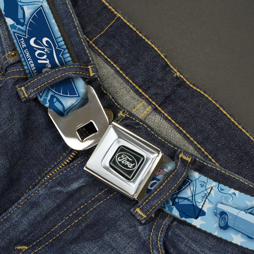 Ford Emblem Seatbelt Belt - Vintage Ford Logo/1967 Galaxie 500/Stars Blues Webbing Seatbelt Belts Ford