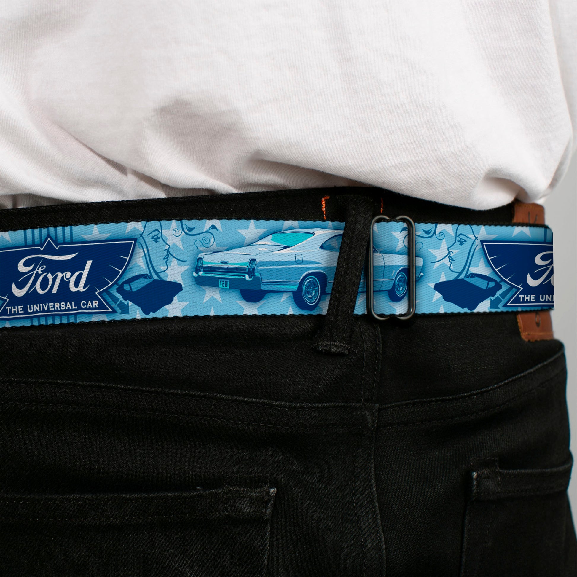 Ford Emblem Seatbelt Belt - Vintage Ford Logo/1967 Galaxie 500/Stars Blues Webbing Seatbelt Belts Ford