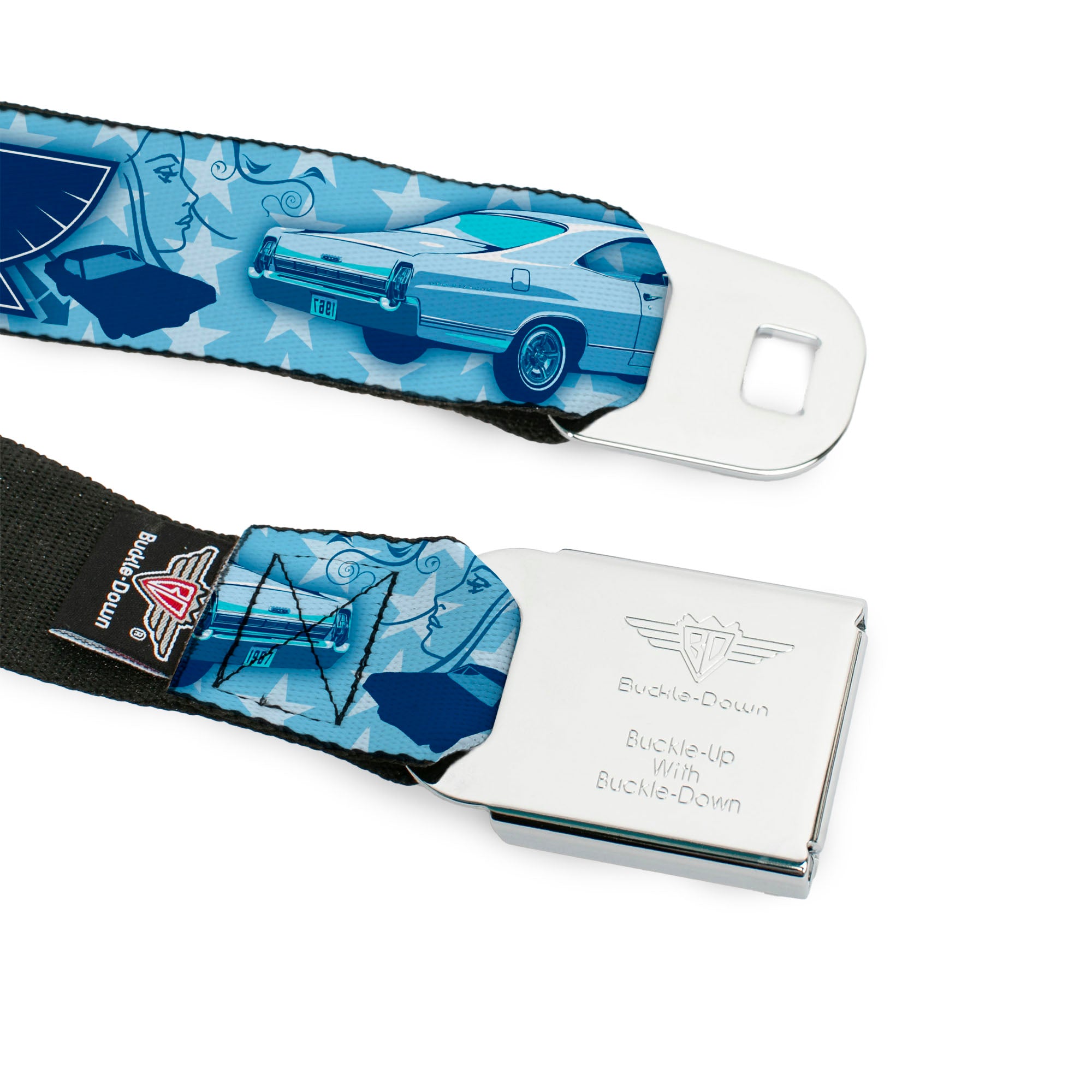 Ford Emblem Seatbelt Belt - Vintage Ford Logo/1967 Galaxie 500/Stars Blues Webbing Seatbelt Belts Ford