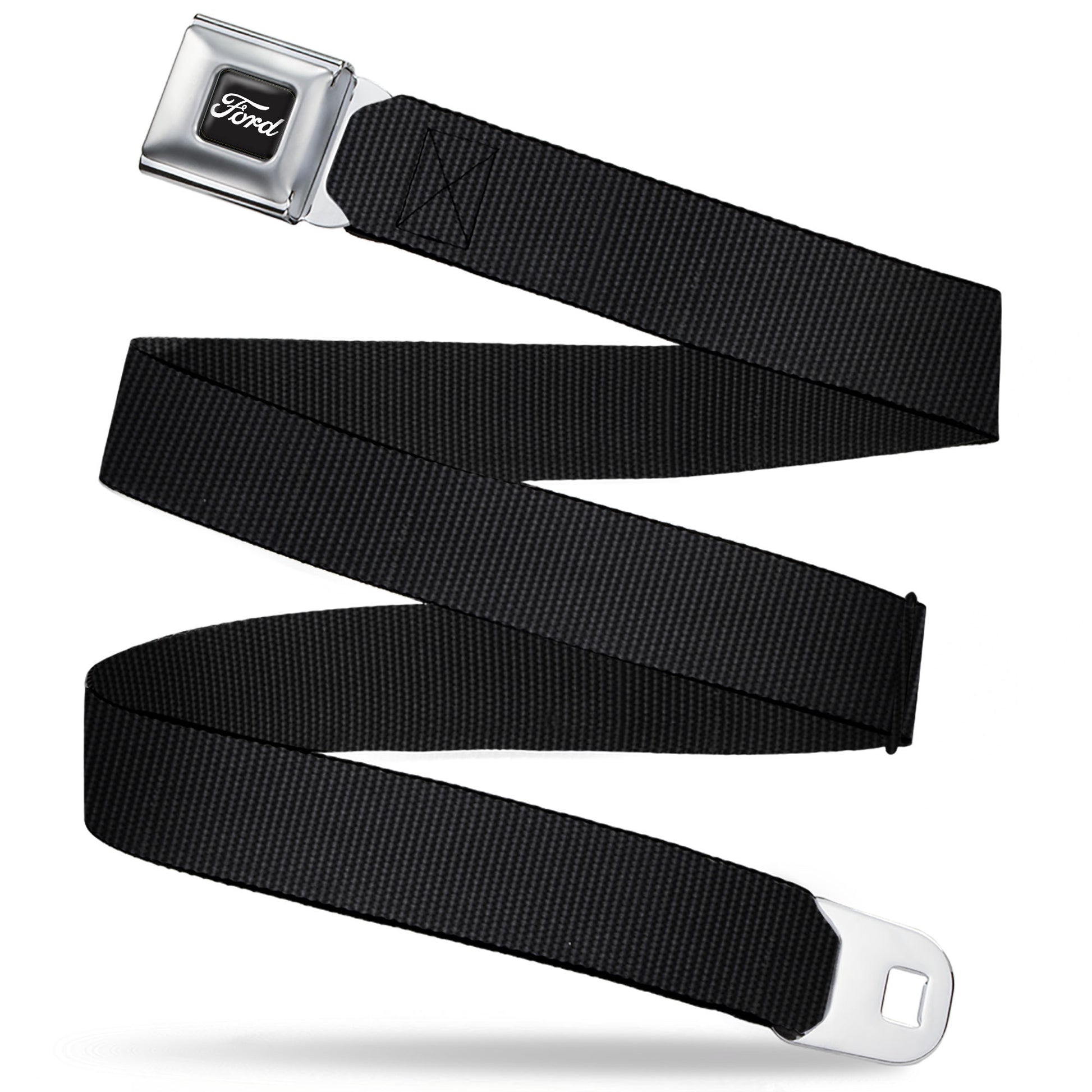 FORD Script Full Color Black/White Seatbelt Belt - Black Webbing Seatbelt Belts Ford