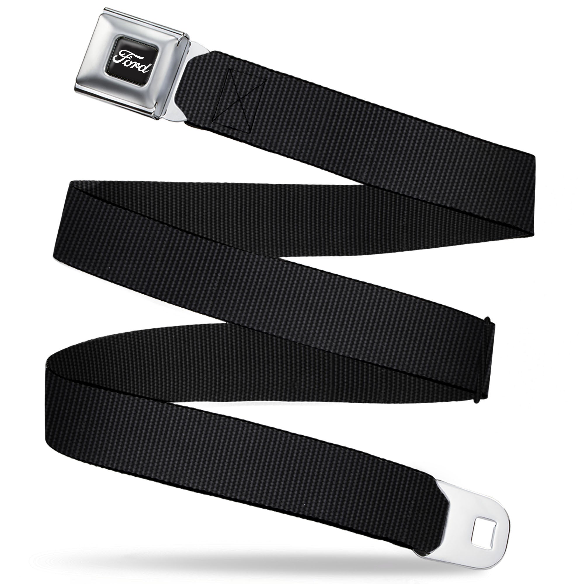 FORD Script Full Color Black/White Seatbelt Belt - Black Webbing Seatbelt Belts Ford