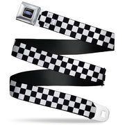 Ford Oval Full Color Black/Blue Seatbelt Belt - Checker Black/White Webbing Seatbelt Belts Ford