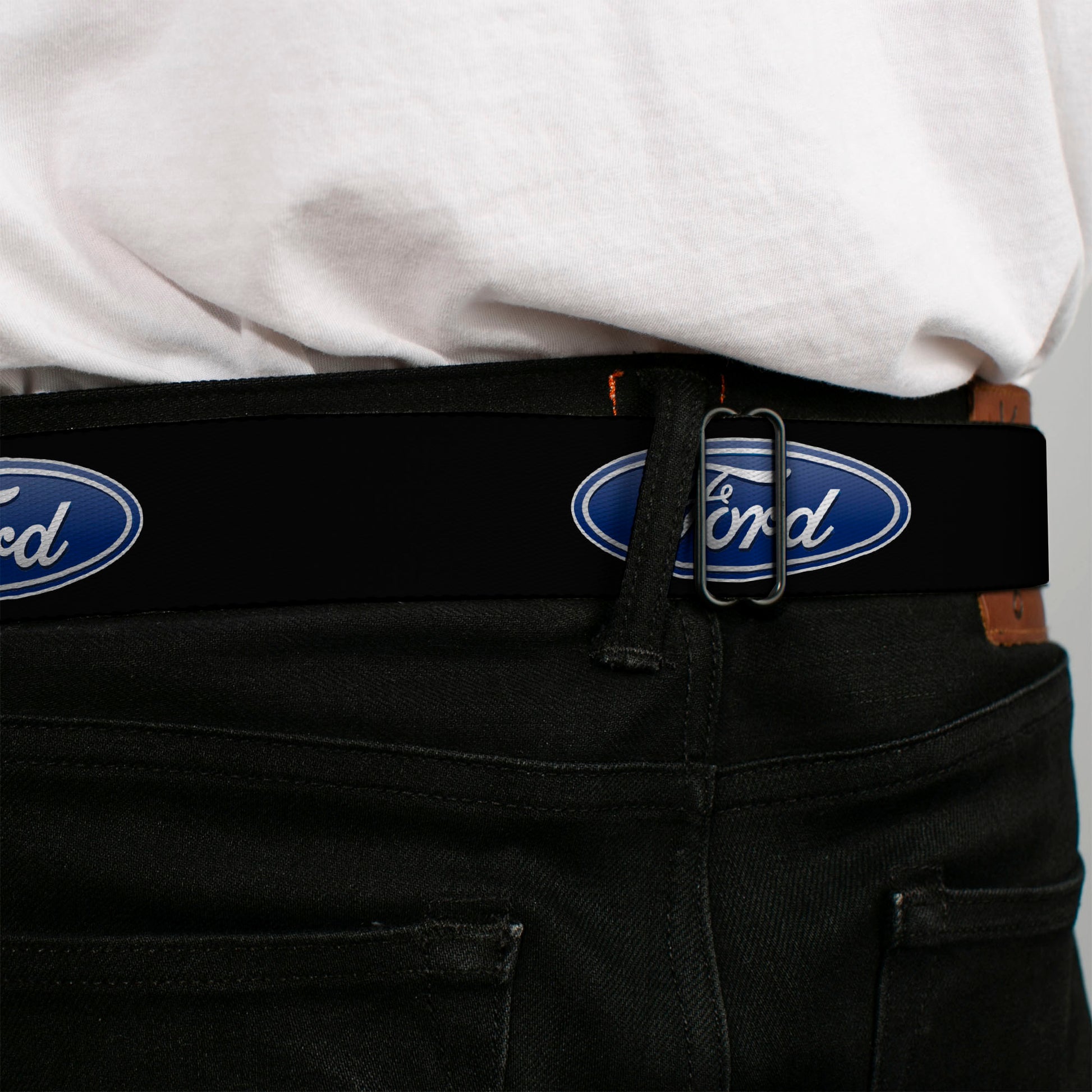 Ford Oval Full Color Black Blue Seatbelt Belt - Ford Oval Logo REPEAT Webbing Seatbelt Belts Ford