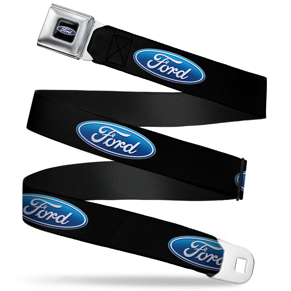 Ford Oval Full Color Black Blue Seatbelt Belt - Ford Oval Logo REPEAT Webbing Seatbelt Belts Ford