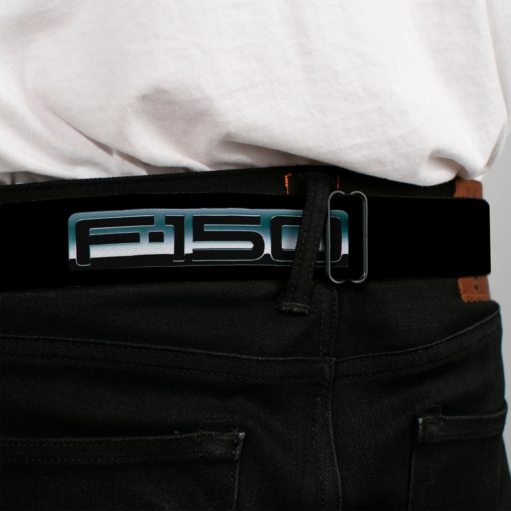Ford Oval Full Color Black Blue Seatbelt Belt - F-150 Emblem Black/Silver-Fade Webbing Seatbelt Belts Ford