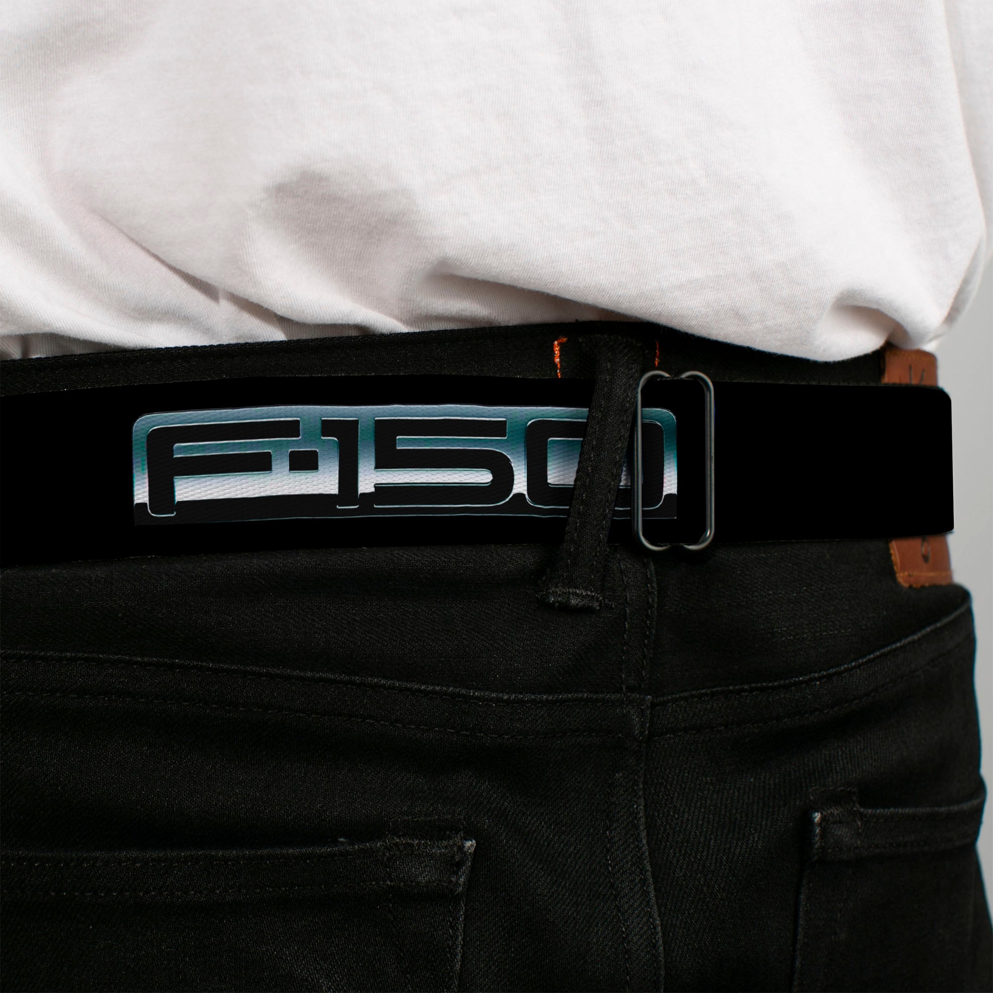 Ford Oval Full Color Black Blue Seatbelt Belt - F-150 Emblem Black/Silver-Fade Webbing Seatbelt Belts Ford