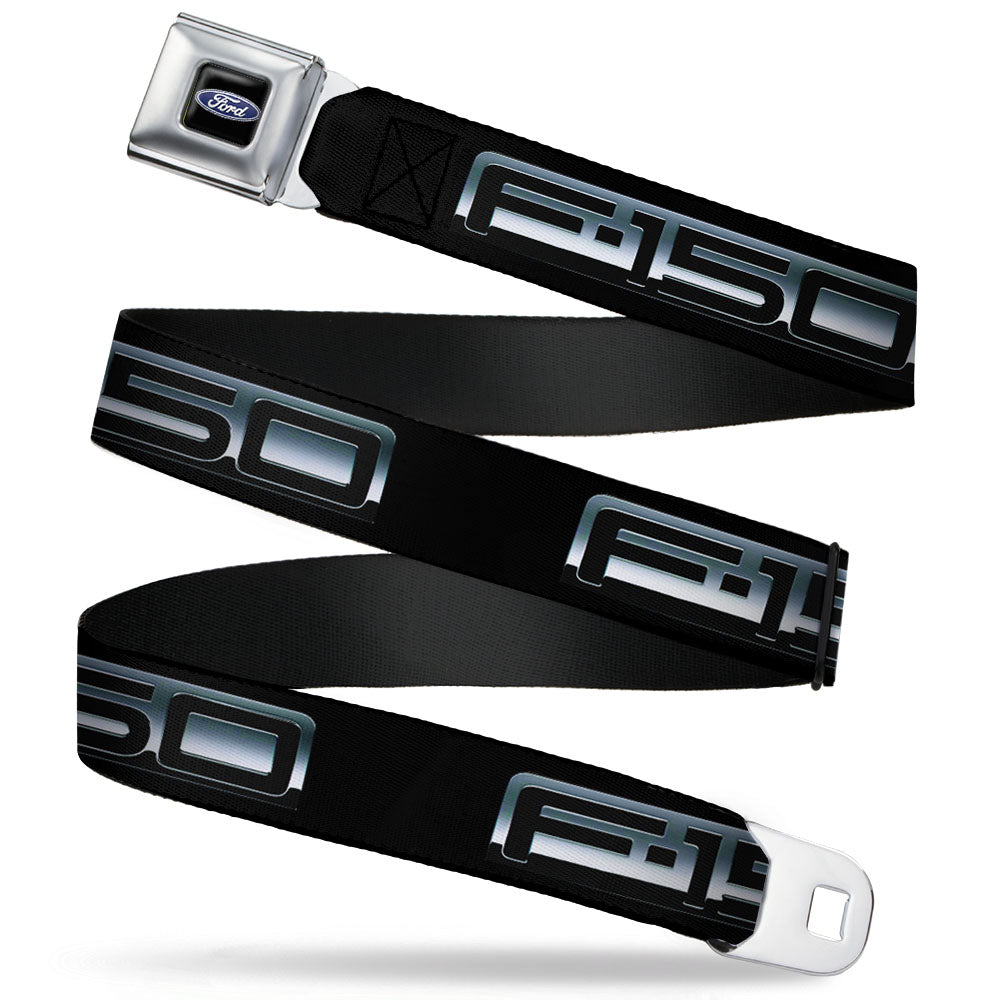 Ford Oval Full Color Black Blue Seatbelt Belt - F-150 Emblem Black/Silver-Fade Webbing Seatbelt Belts Ford