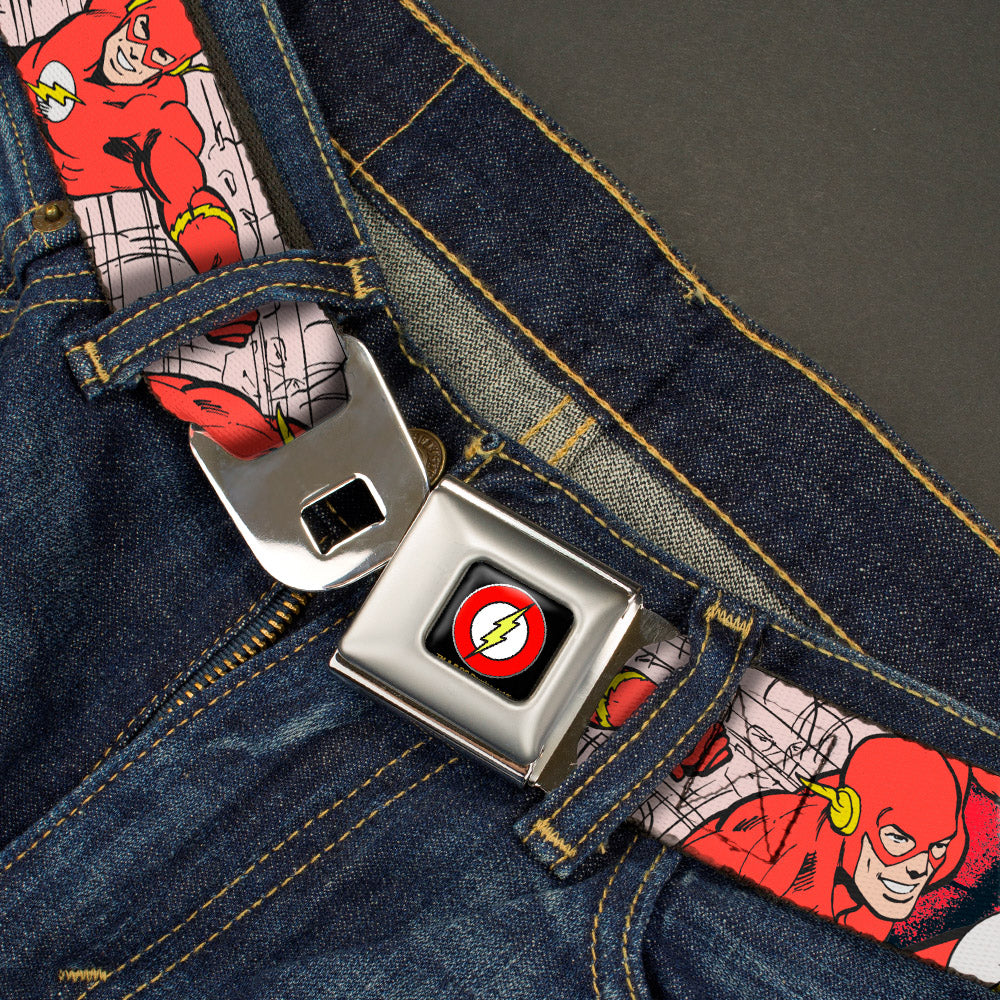 Flash Logo Black Seatbelt Belt - The Flash in Action Webbing Seatbelt Belts DC Comics