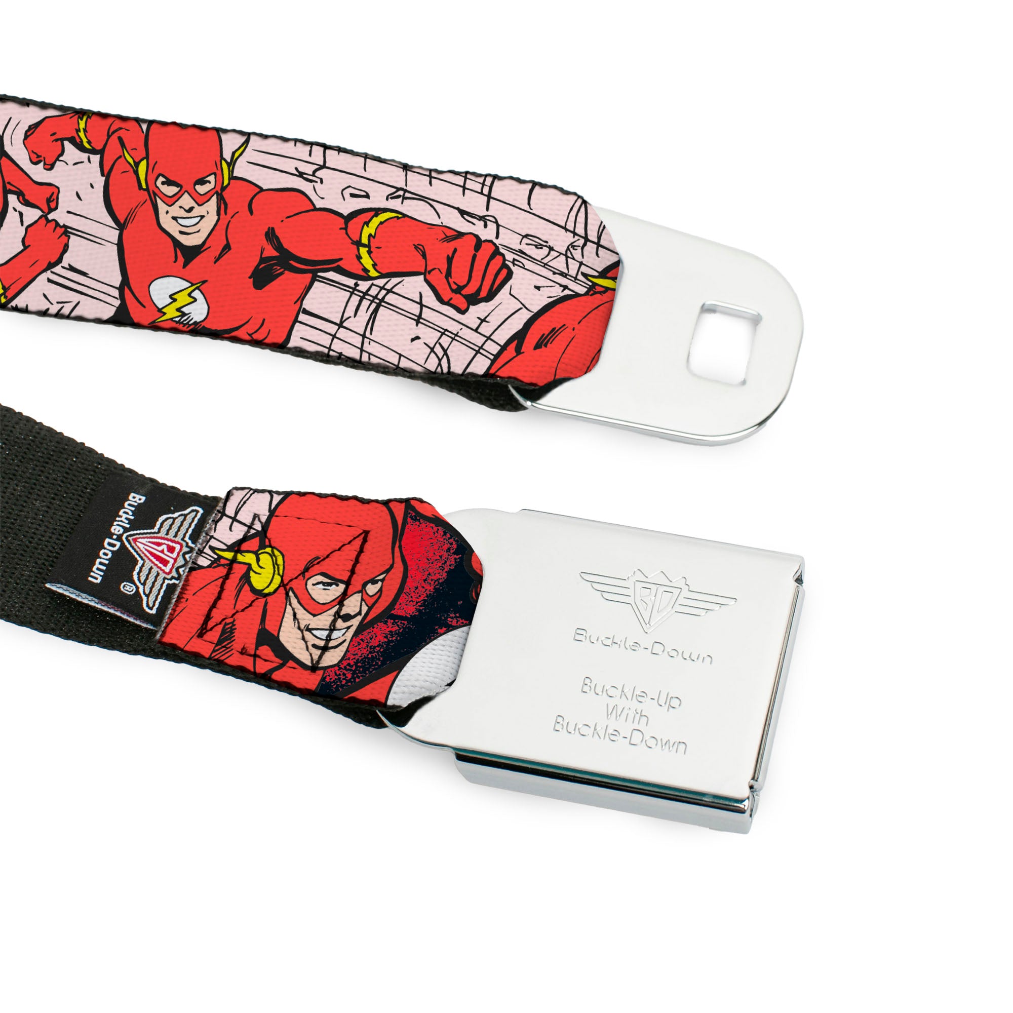 Flash Logo Black Seatbelt Belt - The Flash in Action Webbing Seatbelt Belts DC Comics