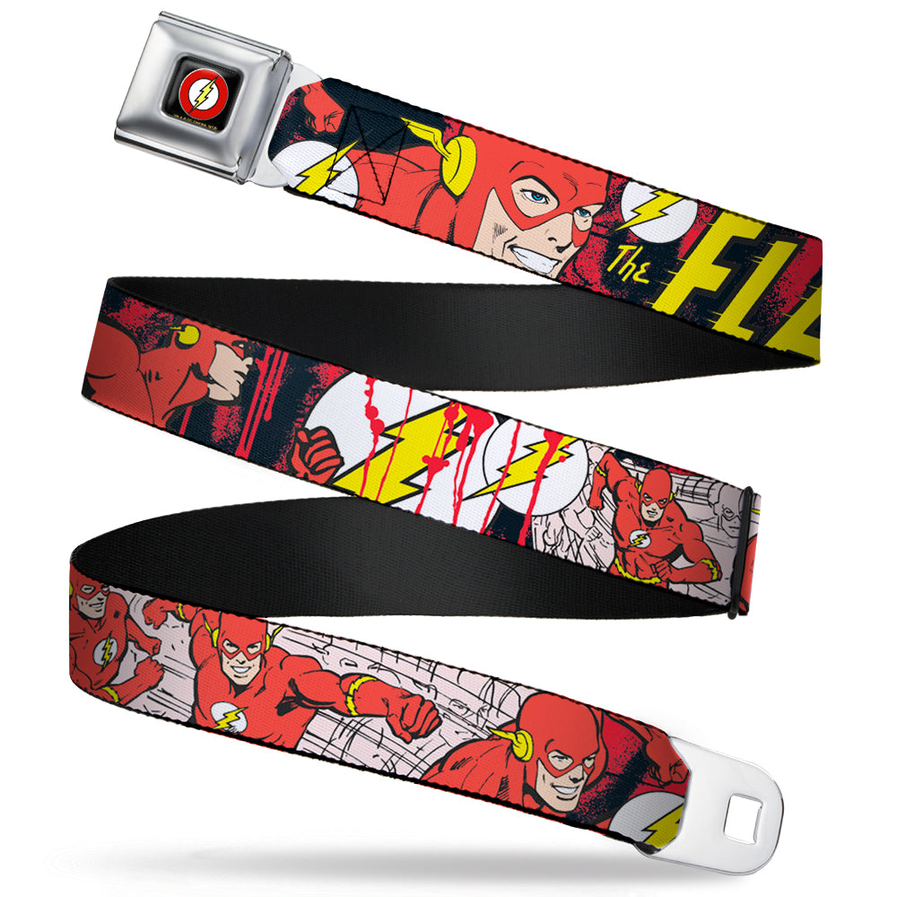 Flash Logo Black Seatbelt Belt - The Flash in Action Webbing Seatbelt Belts DC Comics