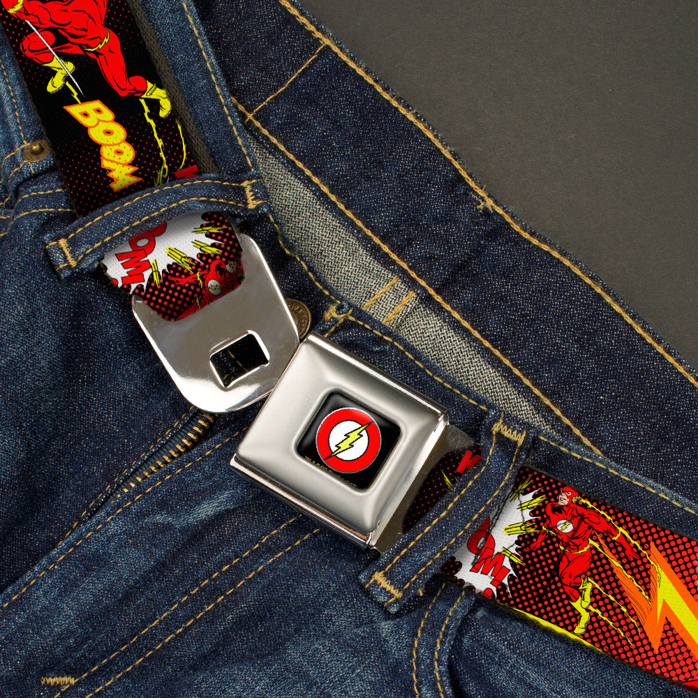 Flash Logo Black Seatbelt Belt - The Flash BOOM-KABOOM! Webbing Seatbelt Belts DC Comics