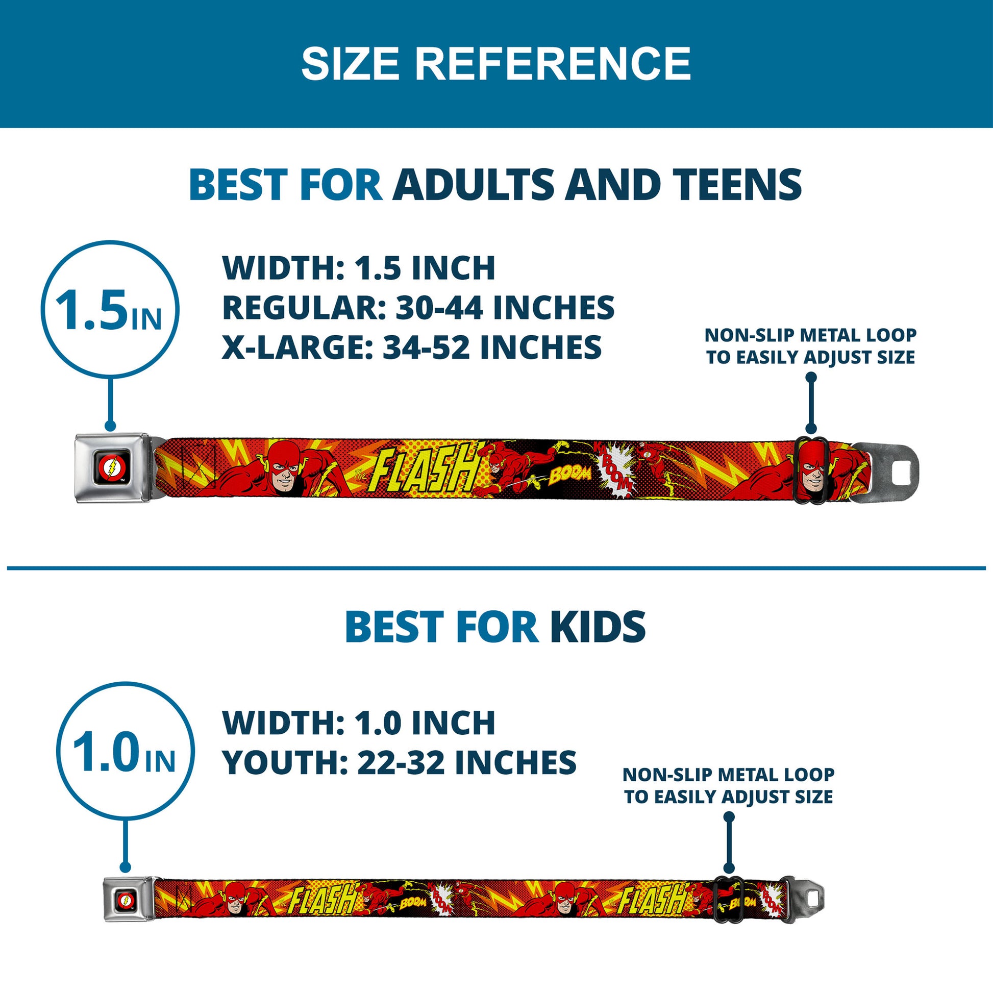 Flash Logo Black Seatbelt Belt - The Flash BOOM-KABOOM! Webbing Seatbelt Belts DC Comics