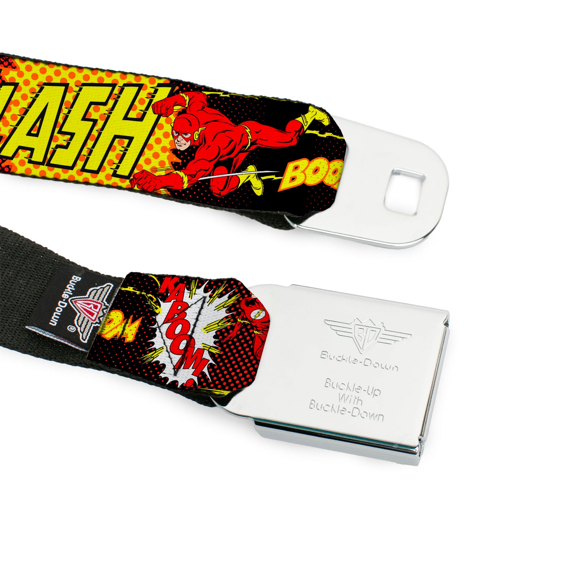 Flash Logo Black Seatbelt Belt - The Flash BOOM-KABOOM! Webbing Seatbelt Belts DC Comics