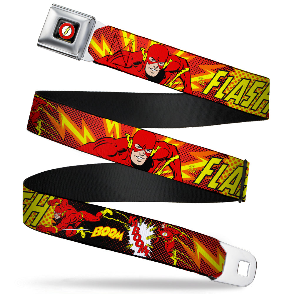 Flash Logo Black Seatbelt Belt - The Flash BOOM-KABOOM! Webbing Seatbelt Belts DC Comics