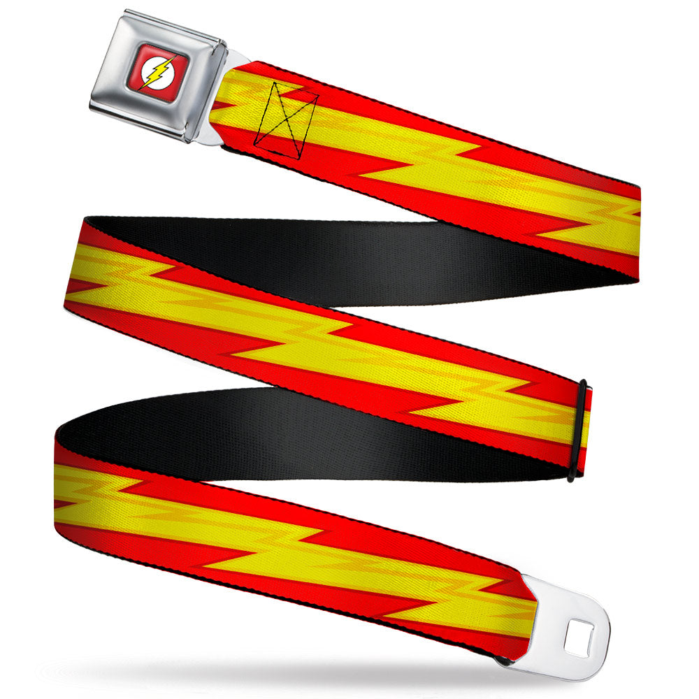 Flash Logo Full Color Red White Yellow Seatbelt Belt - The Flash Bolt Stripe Reds/Yellows Webbing Seatbelt Belts DC Comics