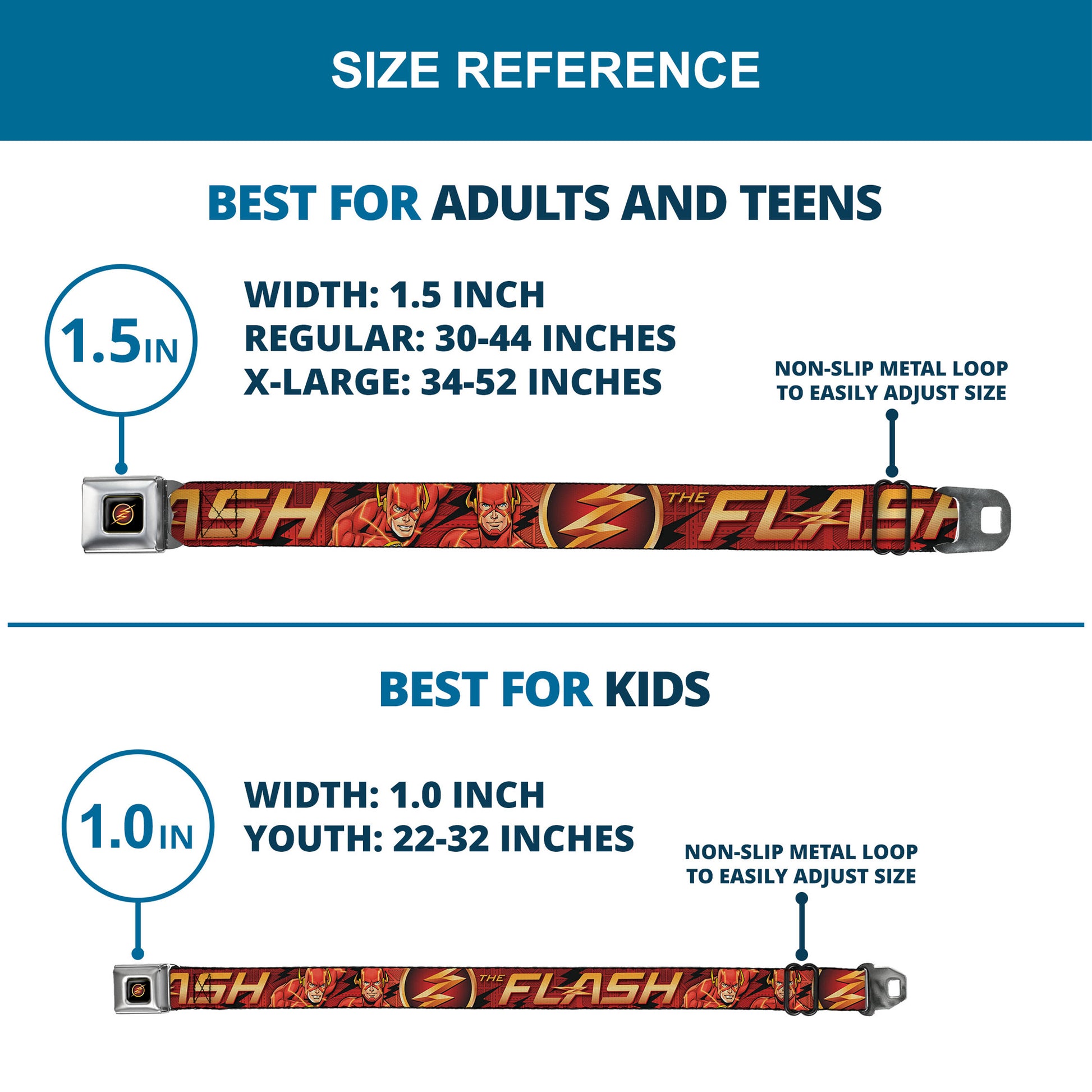 Flash Logo3 Full Color Black Gold Red Seatbelt Belt - THE FLASH/Logo3/Poses Black/Red/Gold Webbing Seatbelt Belts DC Comics