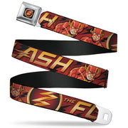 Flash Logo3 Full Color Black Gold Red Seatbelt Belt - THE FLASH/Logo3/Poses Black/Red/Gold Webbing Seatbelt Belts DC Comics