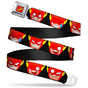 THE FLASH Full Color Red/Black/Yellow Seatbelt Belt - The Flash 5-Emoji Expressions Black Webbing Seatbelt Belts DC Comics