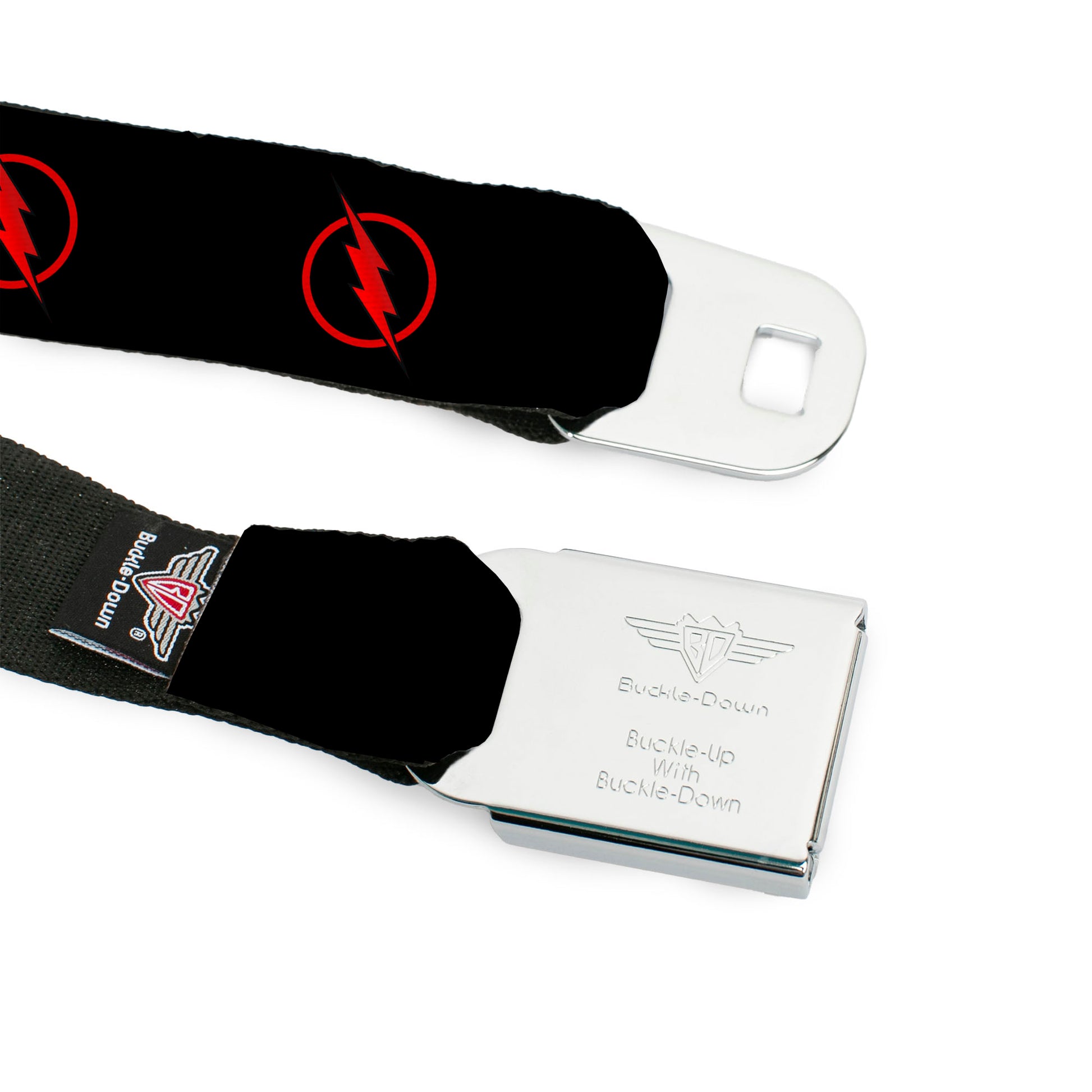 Reverse Flash Logo Full Color Black Red Seatbelt Belt - Reverse Flash Logo Black/Red Webbing Seatbelt Belts DC Comics