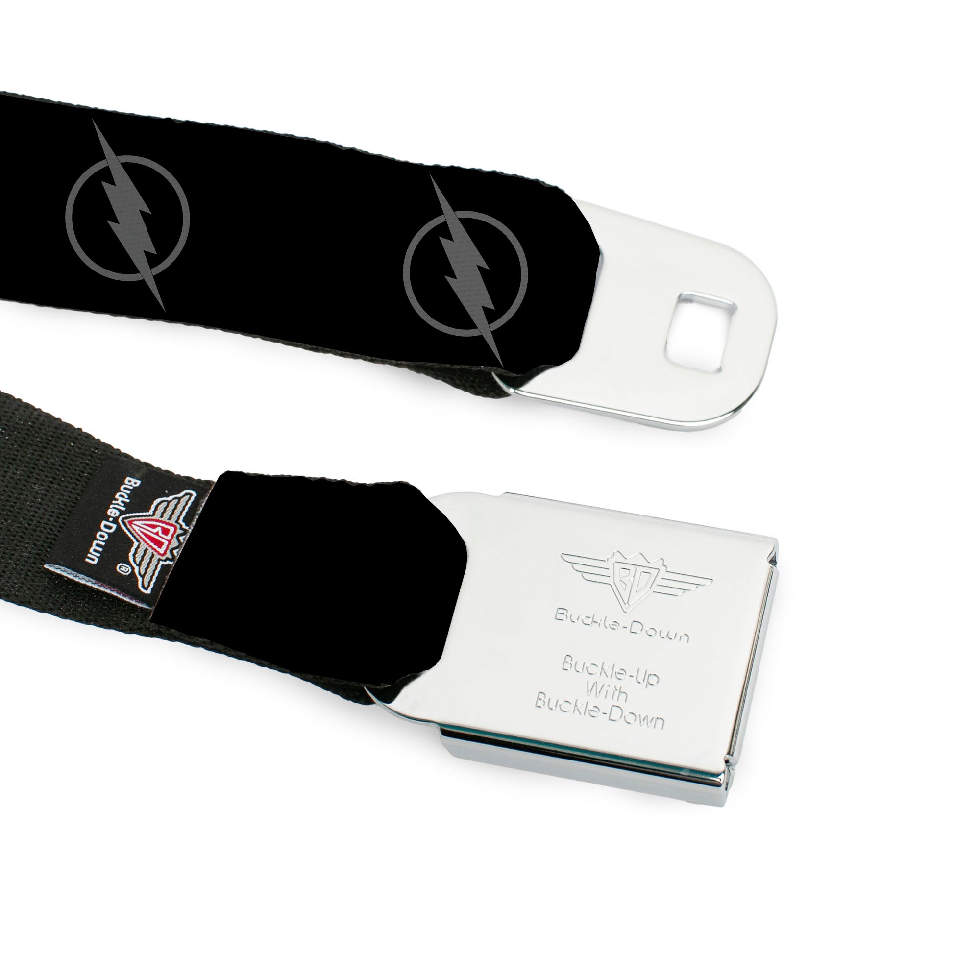 Reverse Flash Logo Full Color Black Gray Seatbelt Belt - Reverse Flash Logo Black/Gray Webbing Seatbelt Belts DC Comics