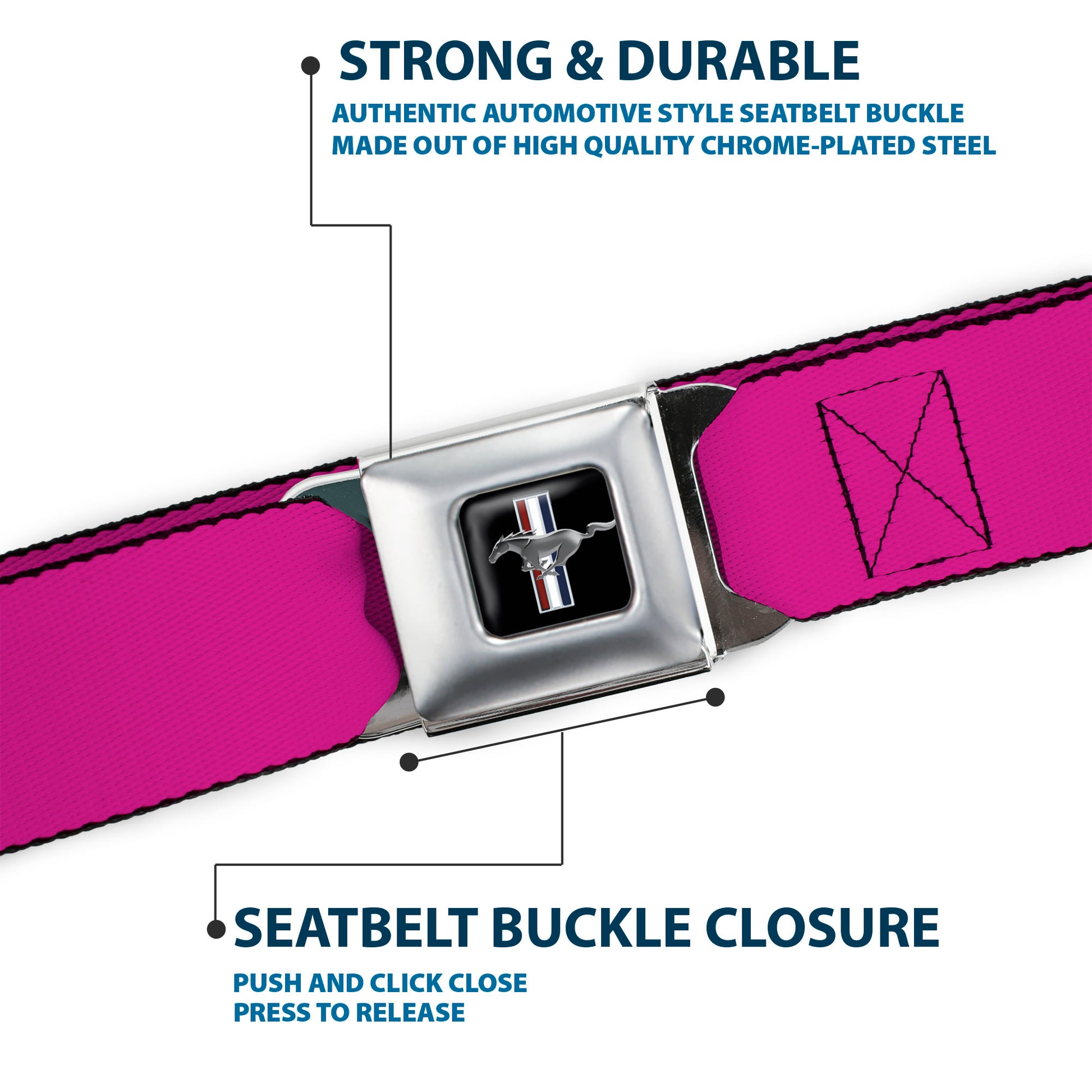 Ford Mustang Seatbelt Belt - Fuchsia Webbing Seatbelt Belts Ford