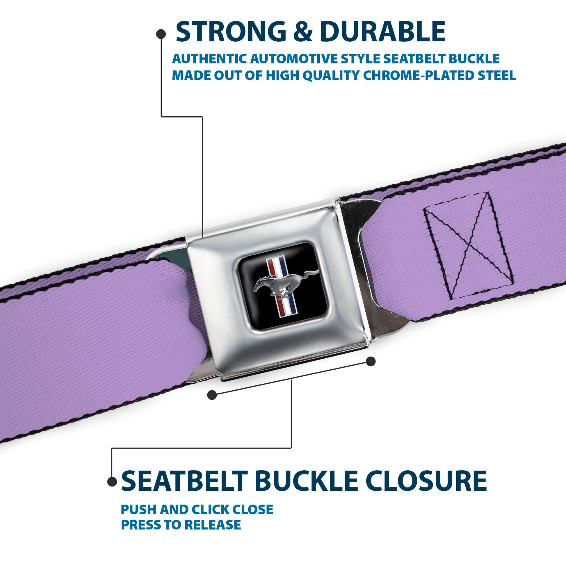 Ford Mustang Seatbelt Belt - Lavender Webbing Seatbelt Belts Ford
