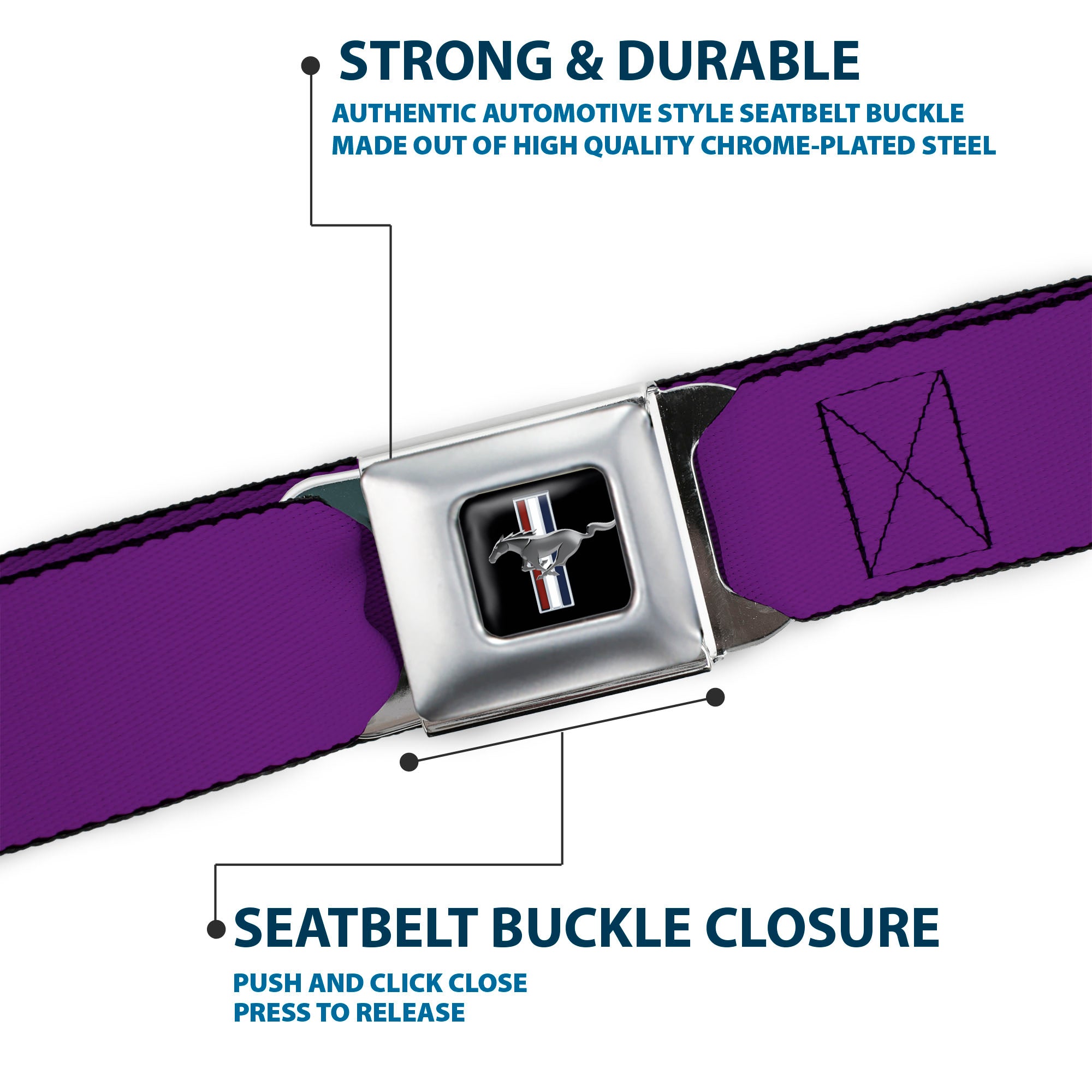 Ford Mustang Seatbelt Belt - Purple Webbing Seatbelt Belts Ford