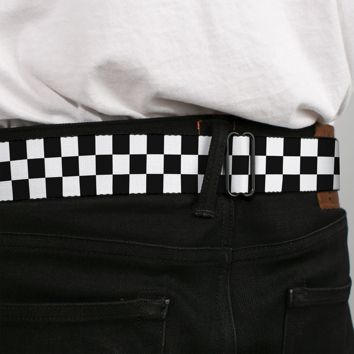 Ford Mustang Seatbelt Belt - Checker Black/White Webbing Seatbelt Belts Ford
