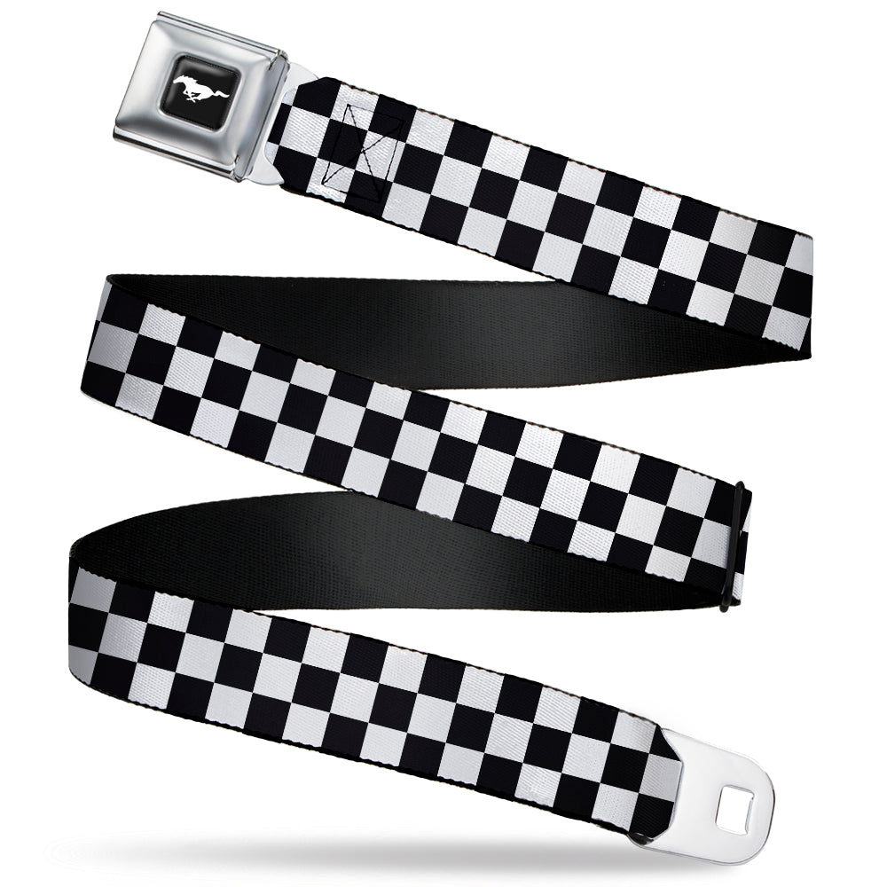 Ford Mustang Seatbelt Belt - Checker Black/White Webbing Seatbelt Belts Ford
