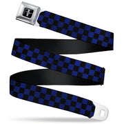 Ford Mustang Emblem Seatbelt Belt - Checker Black/Blue Webbing Seatbelt Belts Ford
