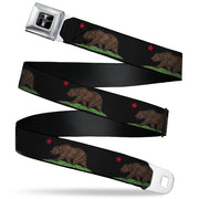 Ford Mustang Seatbelt Belt - California Flag Bear Black Webbing Seatbelt Belts Buckle-Down