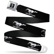 Ford Mustang Emblem Seatbelt Belt - Ford Mustang Black/White Logo REPEAT Webbing Seatbelt Belts Ford