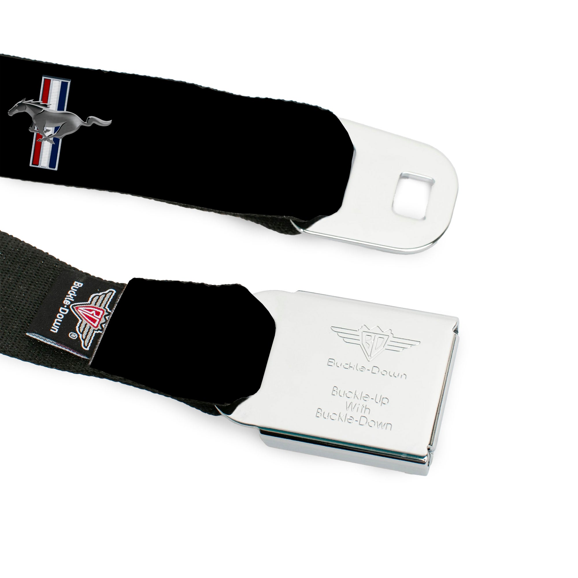 Ford Mustang Emblem Seatbelt Belt - Ford Mustang w/Bars Logo REPEAT Webbing Seatbelt Belts Ford