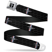 Ford Mustang Emblem Seatbelt Belt - Ford Mustang w/Bars REPEAT w/Text Webbing Seatbelt Belts Ford
