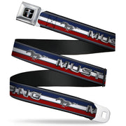 Ford Mustang Emblem Seatbelt Belt - Mustang/Text w/Tri-Bar Stripe Webbing Seatbelt Belts Ford