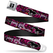 Ford Mustang Emblem Seatbelt Belt - Mustang PONY GIRL/Floral Collage Black/Pinks/White Webbing Seatbelt Belts Ford