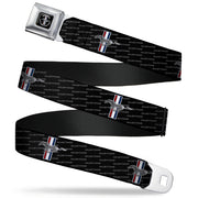 FORD MUSTANG Tri-Bar Logo Full Color Black White Silver Red Blue Seatbelt Belt - Ford Mustang w/Bars REPEAT w/Text Webbing Seatbelt Belts Ford