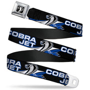 Cobra Head Full Color Black White Seatbelt Belt - COBRA JET/Cobra Head Flame Black/Blue/White Webbing Seatbelt Belts Ford