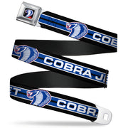 Cobra Head Full Color Black Red Blue White Seatbelt Belt - COBRA JET/Cobra Head Stripe Black/White/Blue Webbing Seatbelt Belts Ford