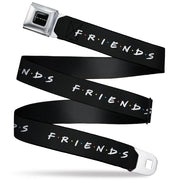 FRIENDS Logo Full Color Black/White/Multi Color Seatbelt Belt - FRIENDS Logo Black/White/Multi Color Webbing Seatbelt Belts Friends