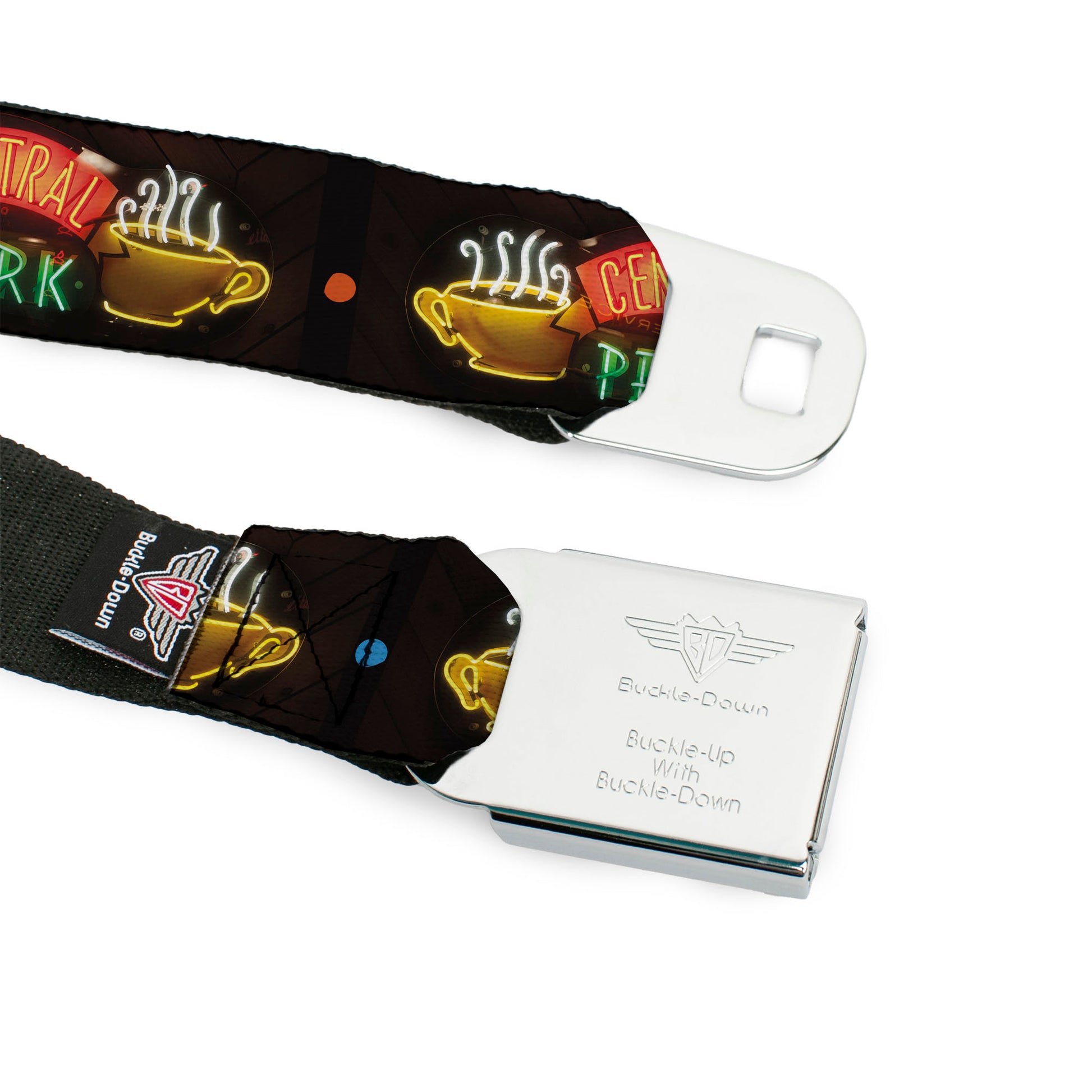 FRIENDS Logo Full Color Black/White/Multi Color Seatbelt Belt - Friends CENTRAL PERK Neon Sign Webbing Seatbelt Belts Friends