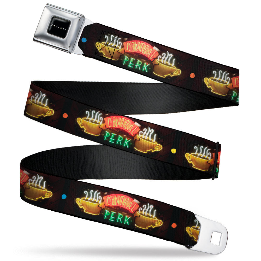 FRIENDS Logo Full Color Black/White/Multi Color Seatbelt Belt - Friends CENTRAL PERK Neon Sign Webbing Seatbelt Belts Friends