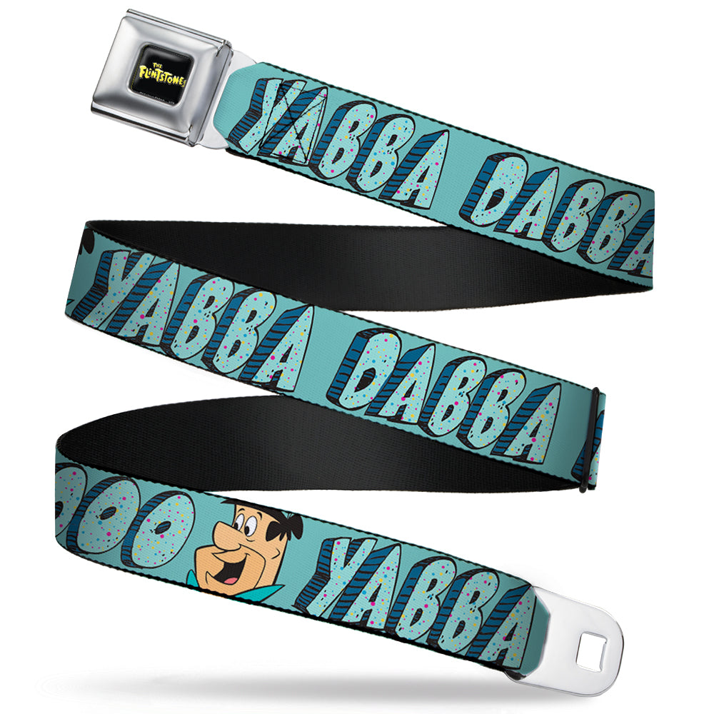 THE FLINTSTONES Logo Full Color Black Yellow Seatbelt Belt - Fred Face YABBA DABBA DOO Blues Webbing Seatbelt Belts The Flintstones
