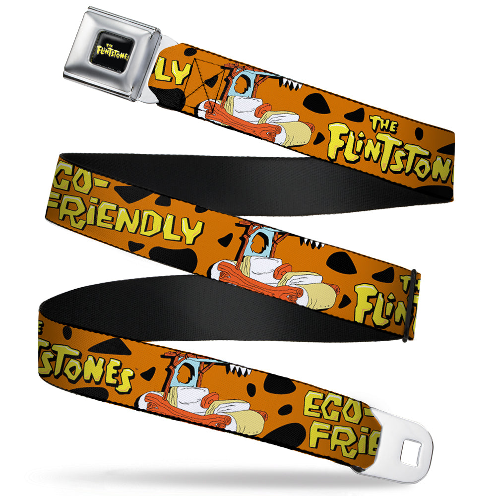 THE FLINTSTONES Logo Full Color Black Yellow Seatbelt Belt - Flintmobile/ECO-FRIENDLY Orange/Black Webbing Seatbelt Belts The Flintstones