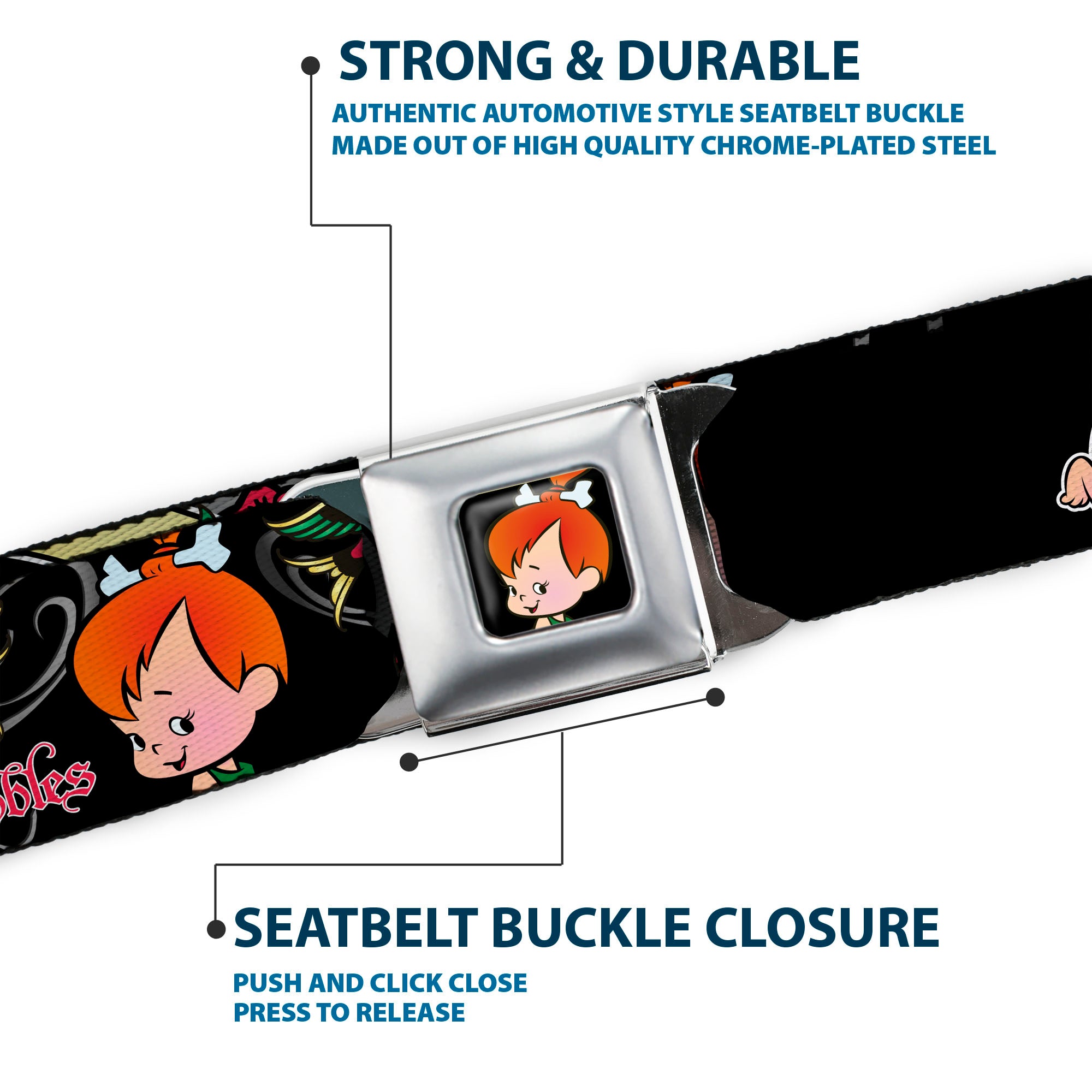 Pebbles Face1 Full Color Black Seatbelt Belt - Pebbles Face/Pose Tattoo Banners NICE ICE BABY Webbing Seatbelt Belts The Flintstones
