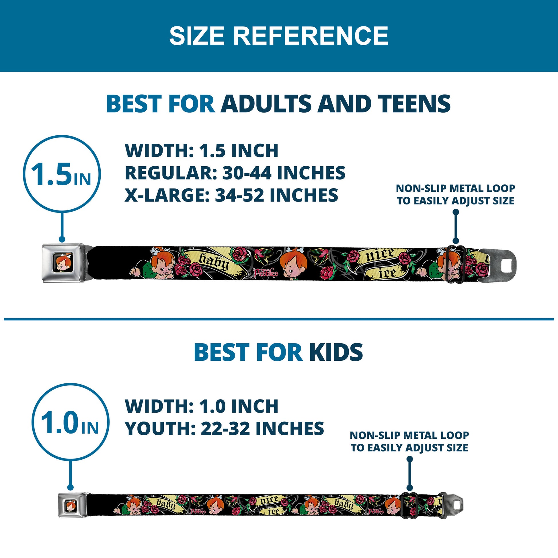 Pebbles Face1 Full Color Black Seatbelt Belt - Pebbles Face/Pose Tattoo Banners NICE ICE BABY Webbing Seatbelt Belts The Flintstones
