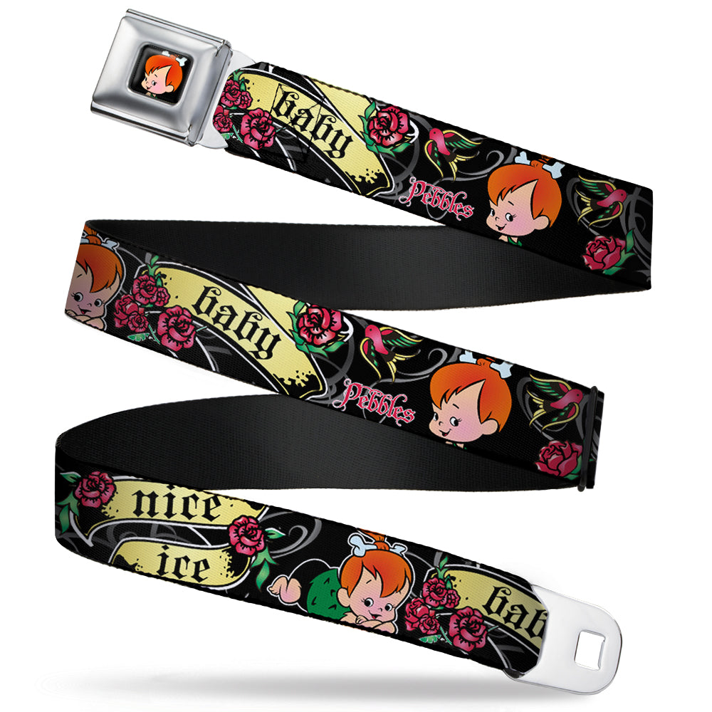 Pebbles Face1 Full Color Black Seatbelt Belt - Pebbles Face/Pose Tattoo Banners NICE ICE BABY Webbing Seatbelt Belts The Flintstones
