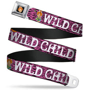 Pebbles Face1 Full Color Black Seatbelt Belt - Pebbles Face/Pose WILD CHILD Pink/Black/White Webbing Seatbelt Belts The Flintstones