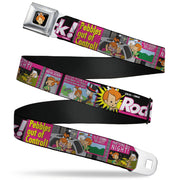 Pebbles Face1 Full Color Black Seatbelt Belt - The Flintstones Tabloid - ROCK! PEBBLES OUT OF CONTROL Webbing Seatbelt Belts The Flintstones